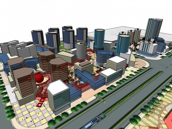 商业中心消防资料下载-城市商业中心SketchUp模型下载