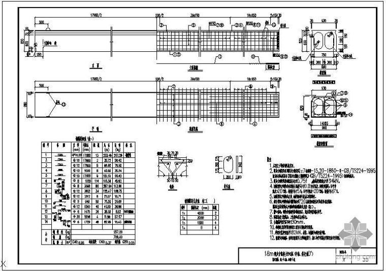 18m预应力混凝土空心板设计图资料下载-某18m预应力混凝土空心板A级（中板）节点构造详图