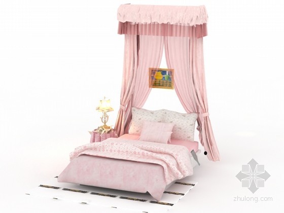儿童床cad模型资料下载-公主儿童床3d模型下载