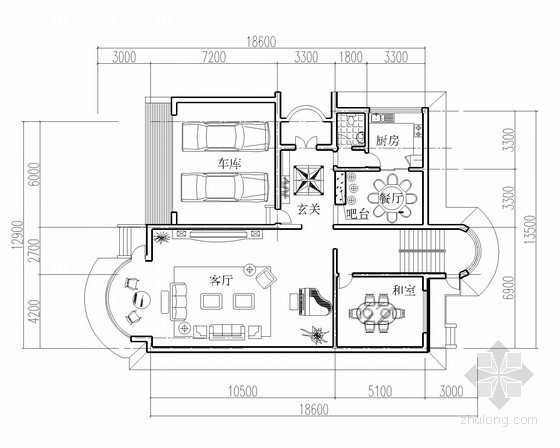 130平方3层别墅图纸资料下载-某三层独栋别墅户型图（688平方米）
