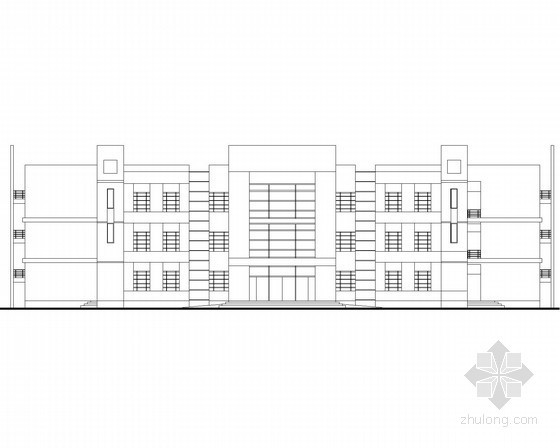 回字形构图资料下载-某中学三层三十二班教学楼建筑方案图（回字形）