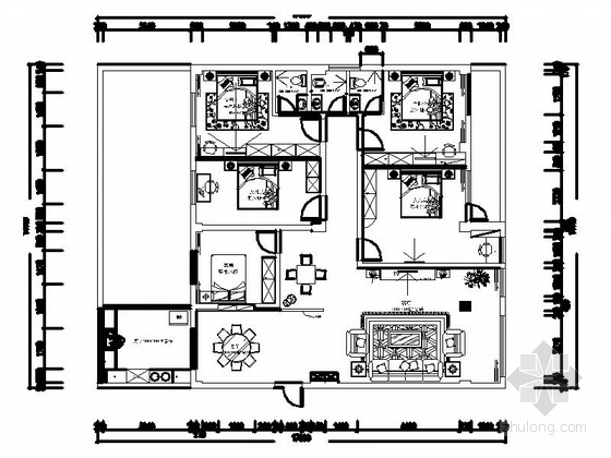 五居室小区资料下载-简欧风情五居室装修施工图（含效果）