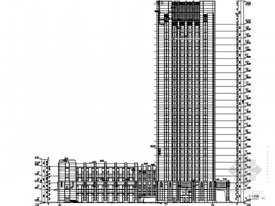 [江苏]25层现代风格行政办公楼单体建筑施工图（知名设计院）-25层现代风格行政办公楼单体建筑立面图