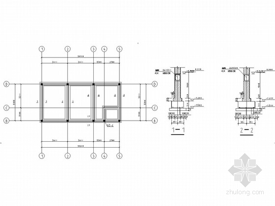 两层砖混结构办公楼结构施工图（含建筑图）-基础平面图 