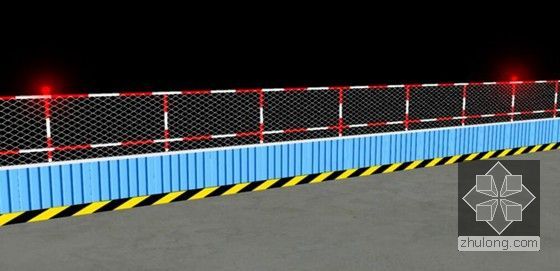 [江苏]钢筋混凝土框架结构污水处理厂投标施工组织设计（技术标 300余页）-基坑防护栏杆及夜间警示灯效果