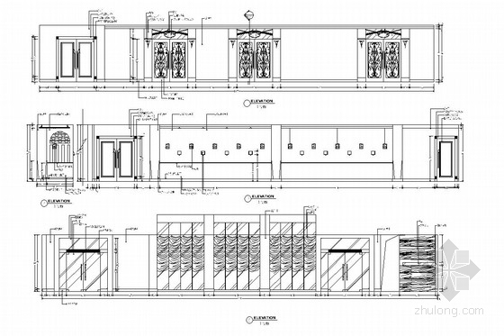 [上海]某大学餐厅室内装修施工图 立面图 