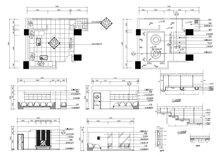 宾馆客房室内装修资料下载-酒吧、酒店室内装修常用节点大样图108套