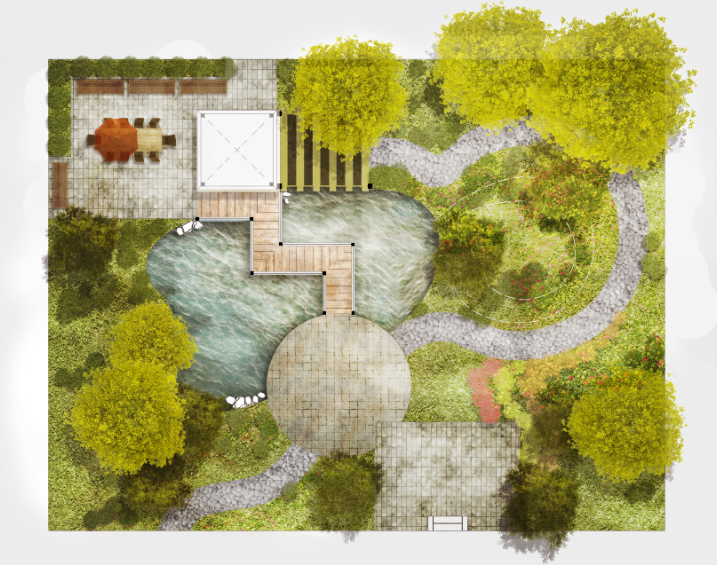 超小型庭院设计平面图资料下载-庭院景观平面图psd素材