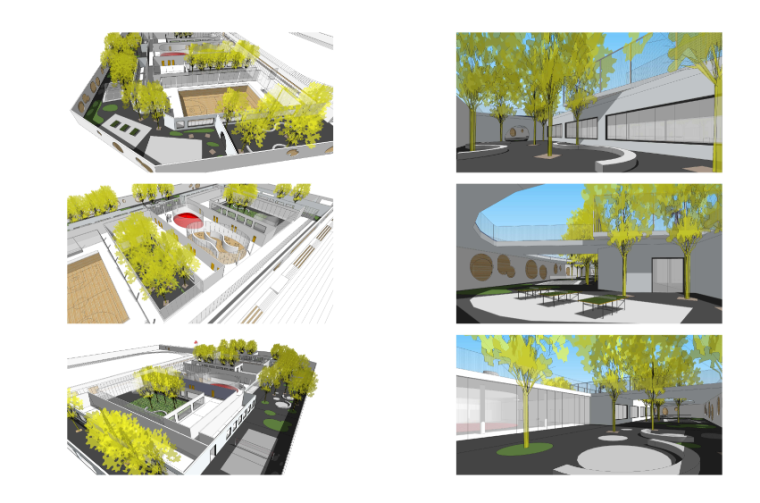 [河南]银河办事处邻里中心中学建筑设计方案文本-模型效果图