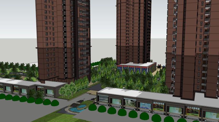 居住区公共服务建筑资料下载-居住区建筑模型设计