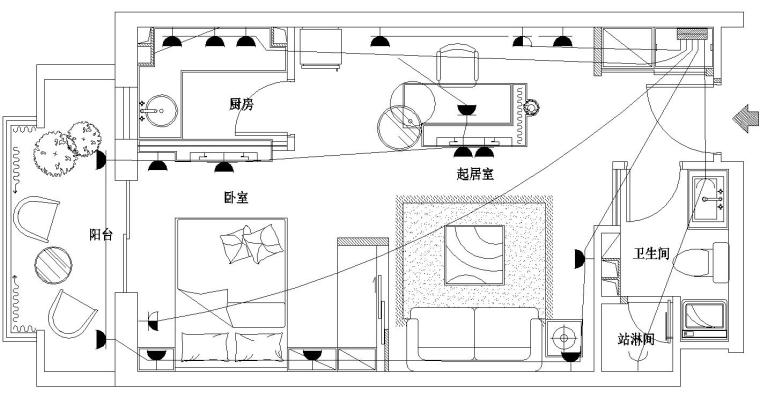 李小璐贾乃亮火红婚房资料下载-某样板房的装修电气图