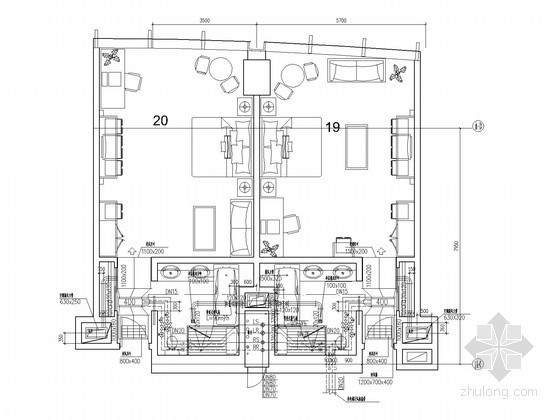 [广州]超高层商住综合楼空调及通风排烟系统设计施工图（蓄冰系统）-空调布置平面图 