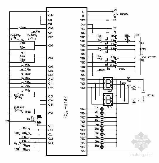 五层住宅一梯两户建筑图资料下载-交流双速货梯ＰＬＣ原理图