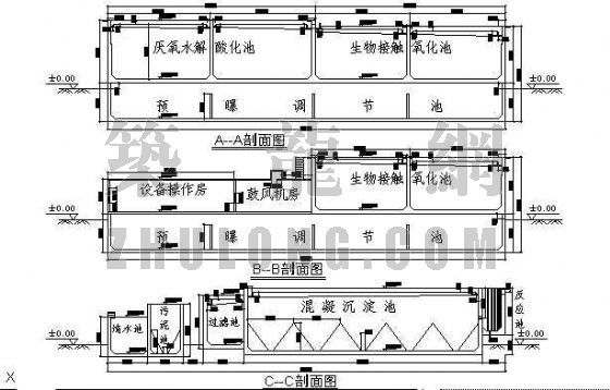 污水处理构筑物工艺图资料下载-广东某7000吨/天印染污水处理工艺图