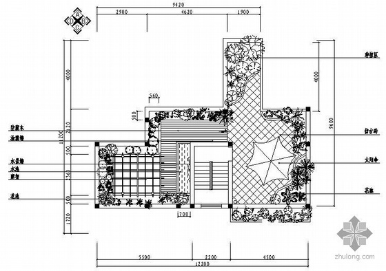 屋顶花园水体景观设计资料下载-[重庆]某花园别墅屋顶花园景观设计图纸