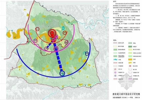 [陕西]陵园风景名胜区总体规划方案（控规）-陵园风景名胜区规划结构图