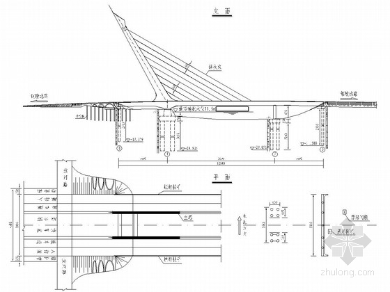 无背索斜拉桥cad资料下载-66m独塔双索面无背索斜拉桥设计图（66张）