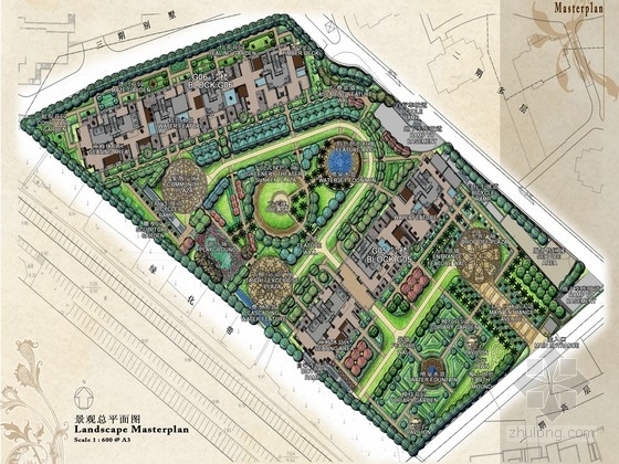 居住区花园设计案例cad资料下载-[杭州]法式花园居住区景观设计方案