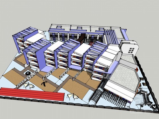 sketchup居住建筑资料下载-紫色建筑SketchUp模型下载