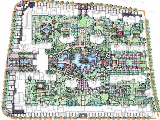 居住区细部平面图CAD资料下载-[长沙]简朴中式风格居住区景观规划设计方案