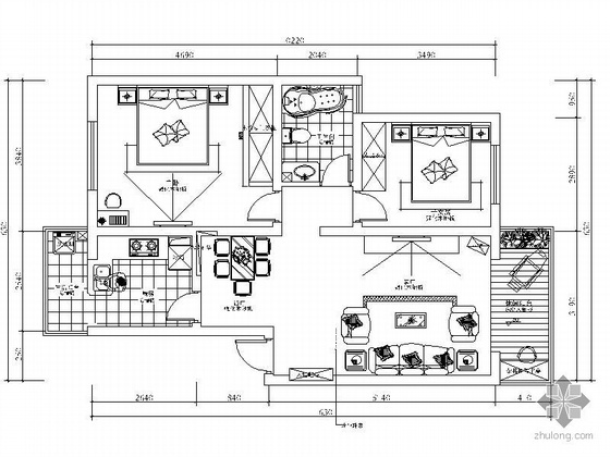 卧室衣柜设计方案资料下载-时尚两居室设计方案（含效果）