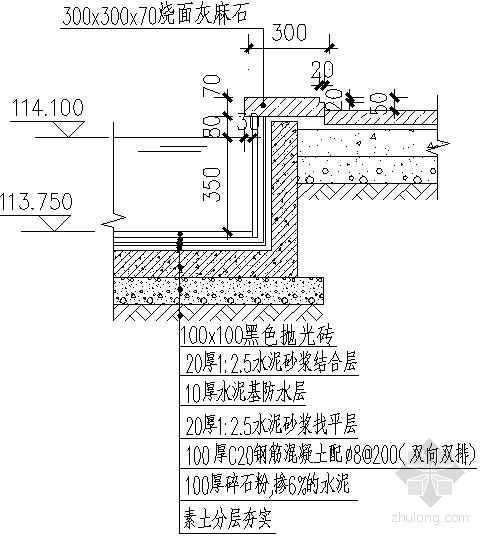 湖体池底池壁做法资料下载-池壁做法详图