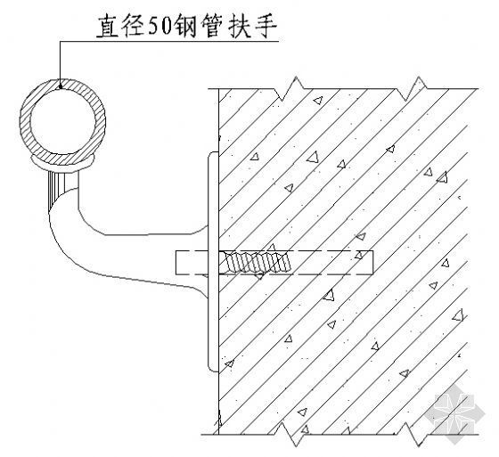 电梯与墙体节点资料下载-扶手与墙体连接详图39 (绘制细致)
