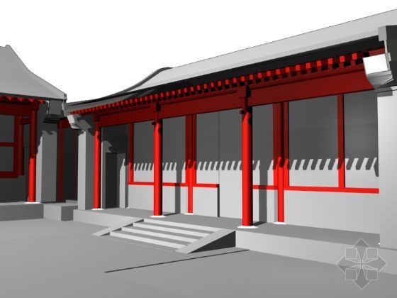 中式庭院建筑模型资料下载-中式庭院