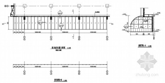 阳光板建筑施工图资料下载-某阳光板车棚构造详图