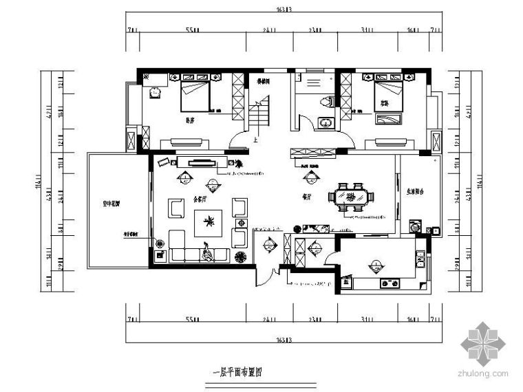 卧室衣柜设计方案资料下载-[成都]某军职楼跃层设计方案图