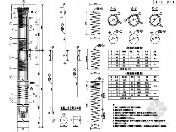 一级公路变截面预应力连续箱梁桥施工图（111张）-引桥桥墩桩柱钢筋布置图.