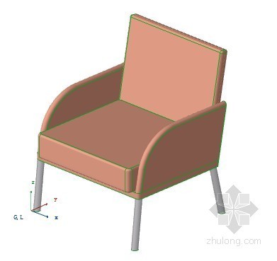 扶手CAD模型资料下载-扶手椅子02 ArchiCAD模型