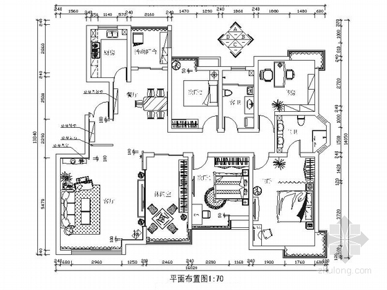 现代风格四居室资料下载-[西安]简约现代风格四居室样板房装修施工图