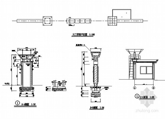 围墙大门节点大样图- 