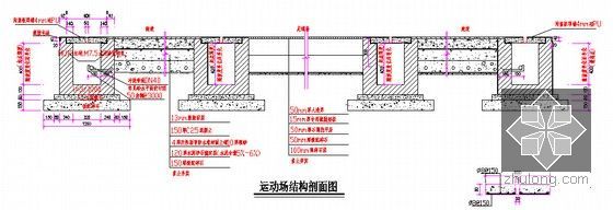 [湖南]小学运动场及校门改造工程工程量清单计价实例（附图纸）-运动场结构剖面图