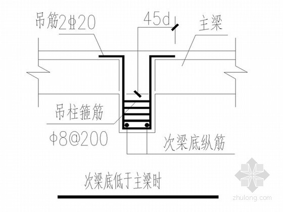 吊柱吊梁大样资料下载-梁下吊柱做法图