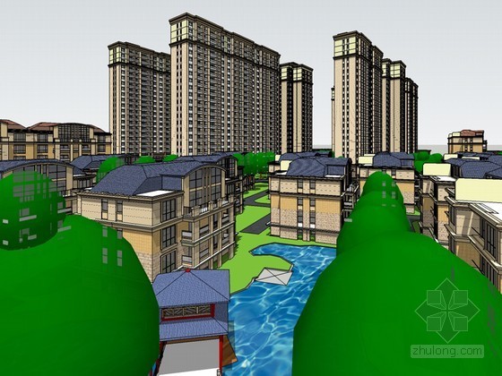 大型住宅区规划SketchUp模型下载-大型住宅区规划 