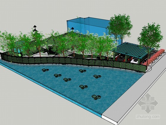 别墅庭院规划菜地资料下载-庭院规划SketchUp模型下载