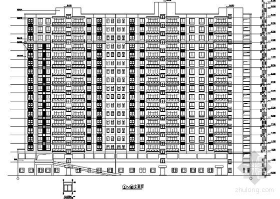 [荆州市]某十八层住宅楼建筑施工套图（含节能设计说明及勘察报告）-背立面图