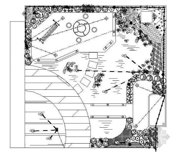 酒店屋顶花园CAD平面图资料下载-某屋顶花园绿化布置平面图