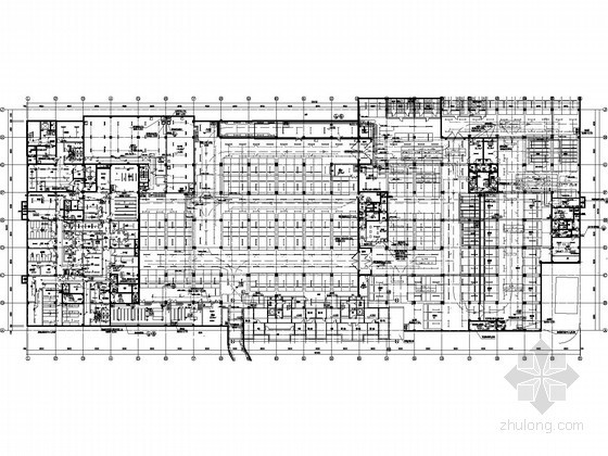 [北京]大型甲类人防地下室全套电气图纸（救护站、人员掩蔽）-大型人防地下室地下一层照明平面图 