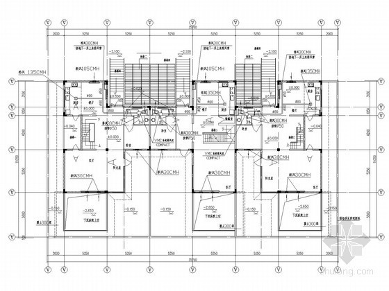 多层别墅空调通风系统设计施工图-一层VMC新风平面图 