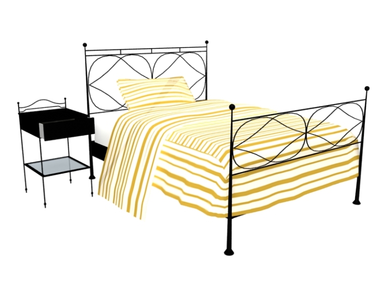 欧式铁艺座椅模型资料下载-简单铁艺床3D模型下载