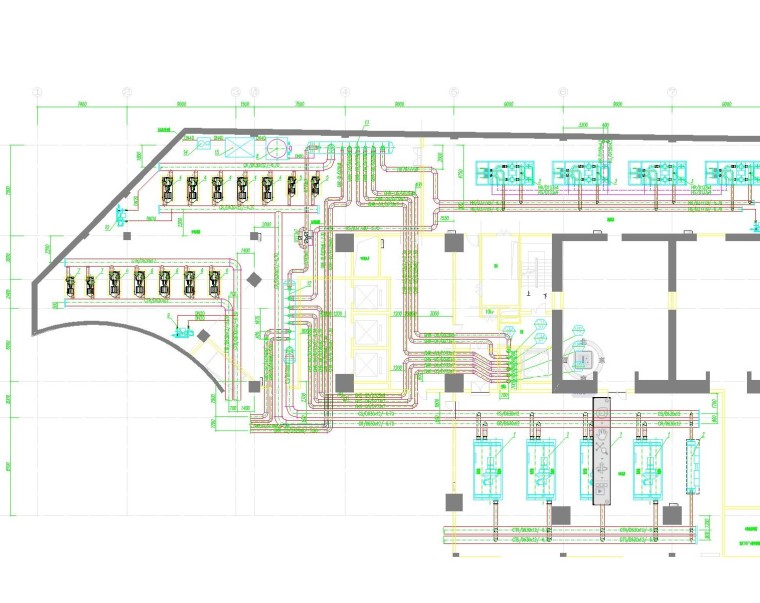 商业广场空调通风设计施工图（全面，暖通设计必看）-冷热源机房管道布置平面图