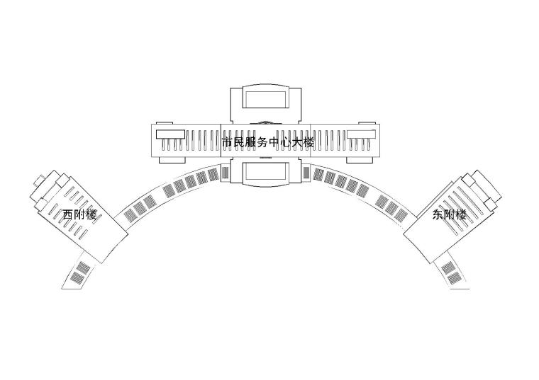 [湖北]某市级大型联排市民服务中心行政会议大楼（CAD+JPG）-东附楼平面示意图