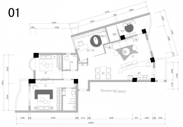 一套完整的室内设计方案资料下载-一个奇异户型13个室内设计方案