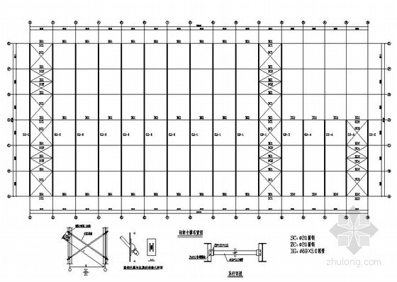 局部夹层门刚资料下载-某87×40m带局部夹层轻钢厂房结构设计图