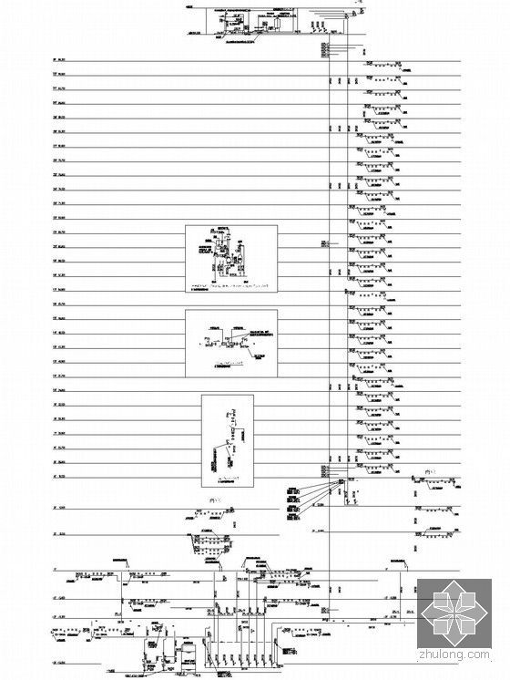 [广东]高层综合楼给排水施工图纸（11万平米 同层排水 雨水收集）-自动喷淋系统展开原理图