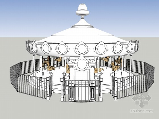 sketchup设备模型资料下载-旋转木马SketchUp模型下载