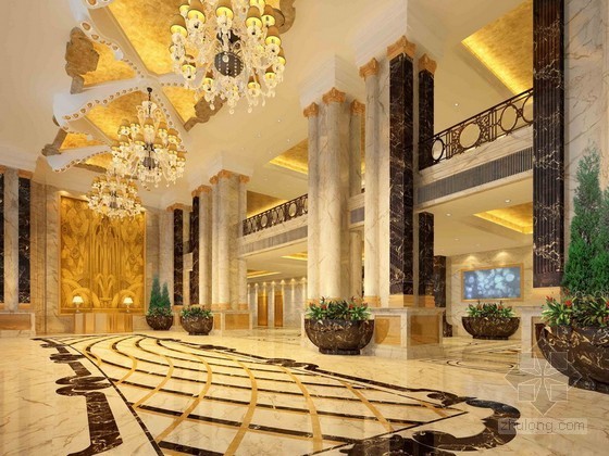 豪华酒店景观设计资料下载-豪华酒店大堂3d模型